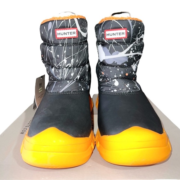 Hunter Boots Boys Size 4 Black Orange Gray Winter Molecular Insulated Waterproof - Picture 7 of 9